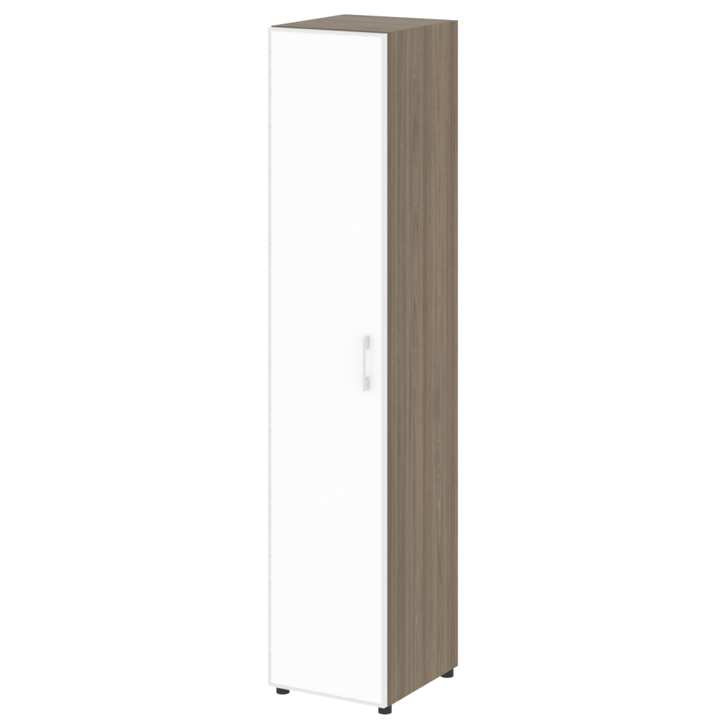 Шкаф узкий Рива Ялта 400*450*1987 Рива Ялта Вяз Благородный/Стекло White
