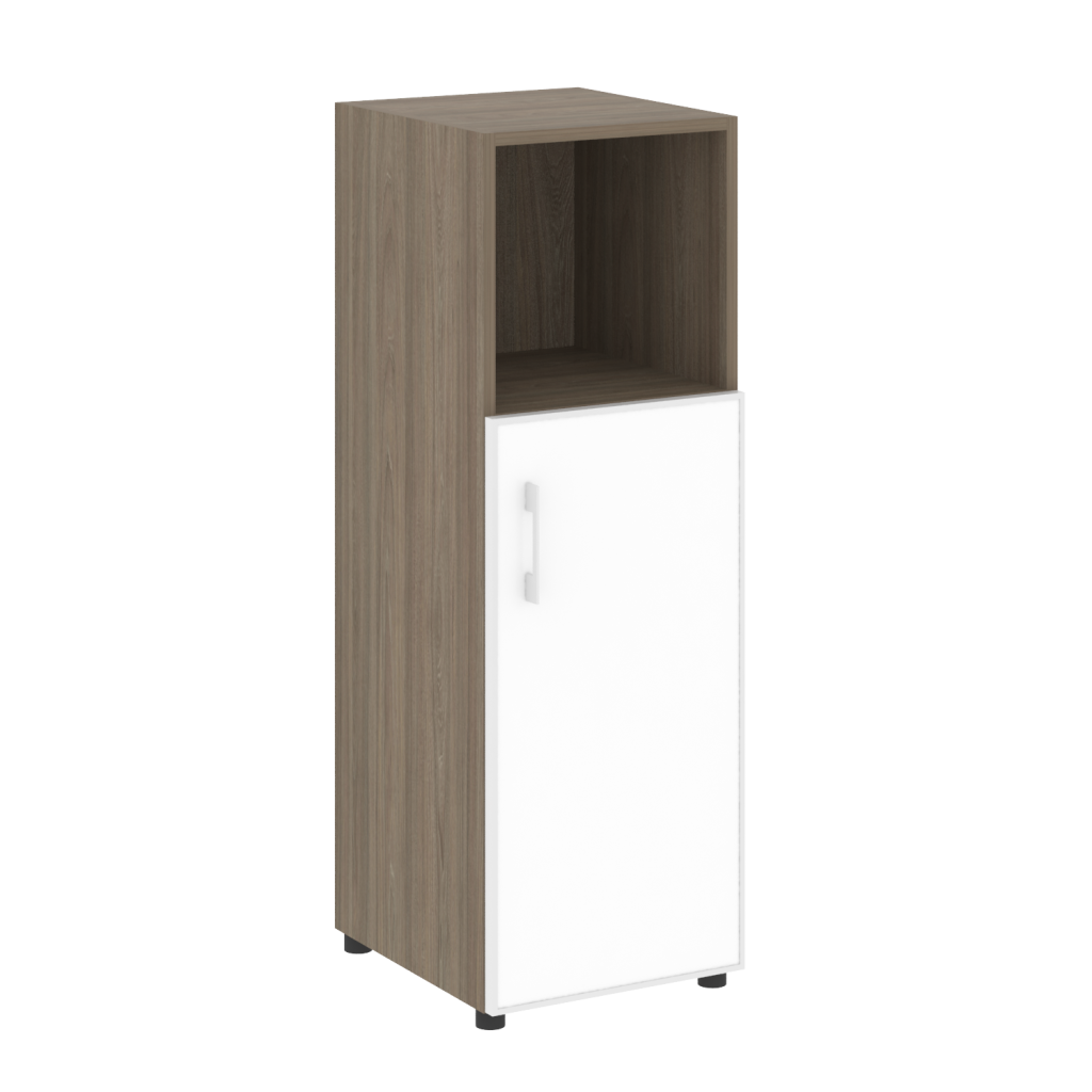 Шкаф узкий Рива Ялта 400*450*1195 Рива Ялта Вяз Благородный/Стекло White