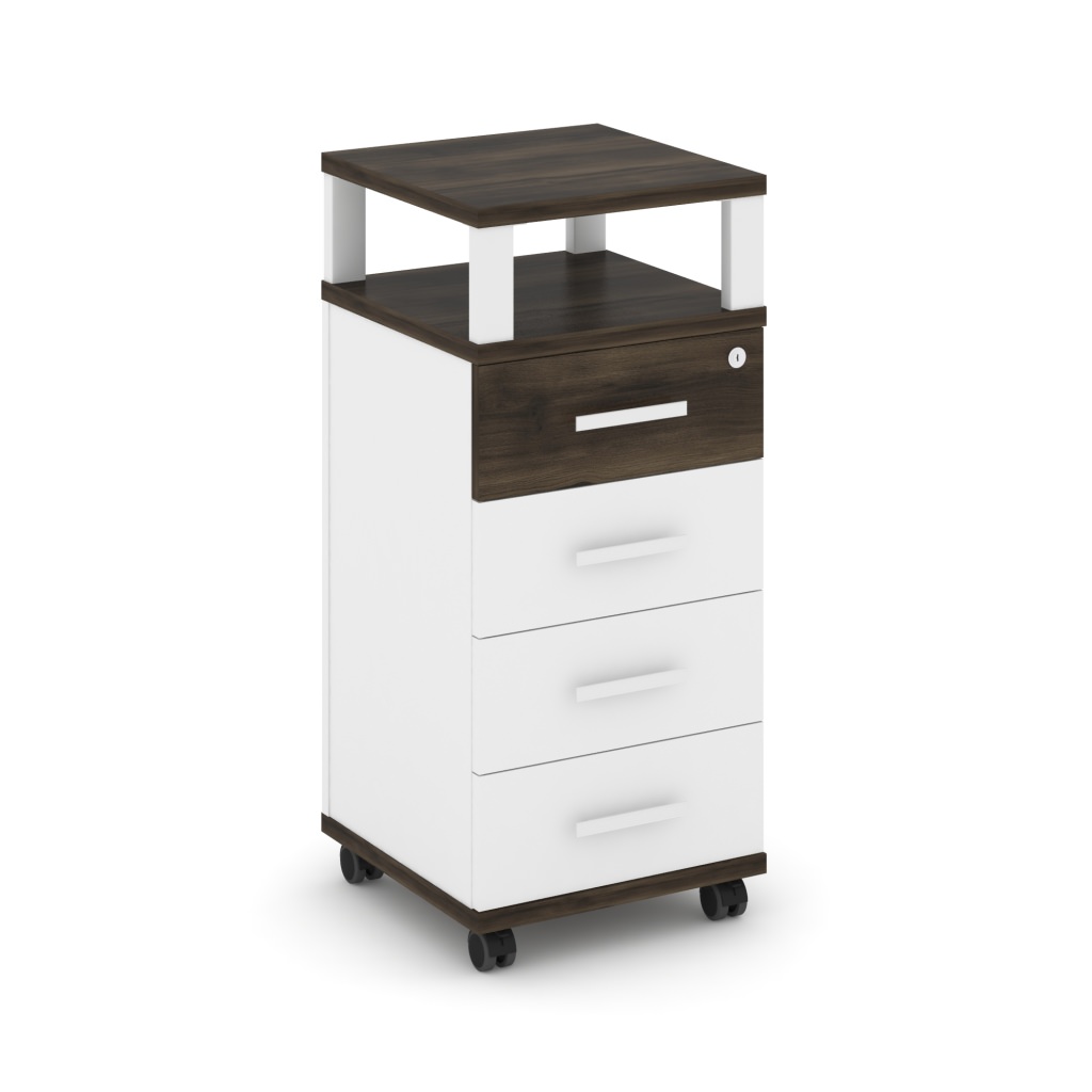 Тумба мобильная 4 ящика, с надставкой Концепт 420*420*949 Концепт Дуб Мали/Металл Белый