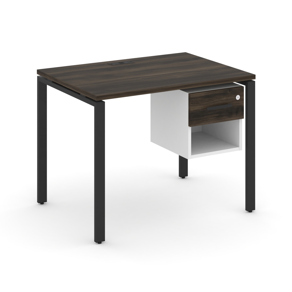 Стол рабочий с подвесной тумбой одной открытой нишей и одним ящиком Концепт 980*720*750 Концепт Дуб Мали/Черный металл